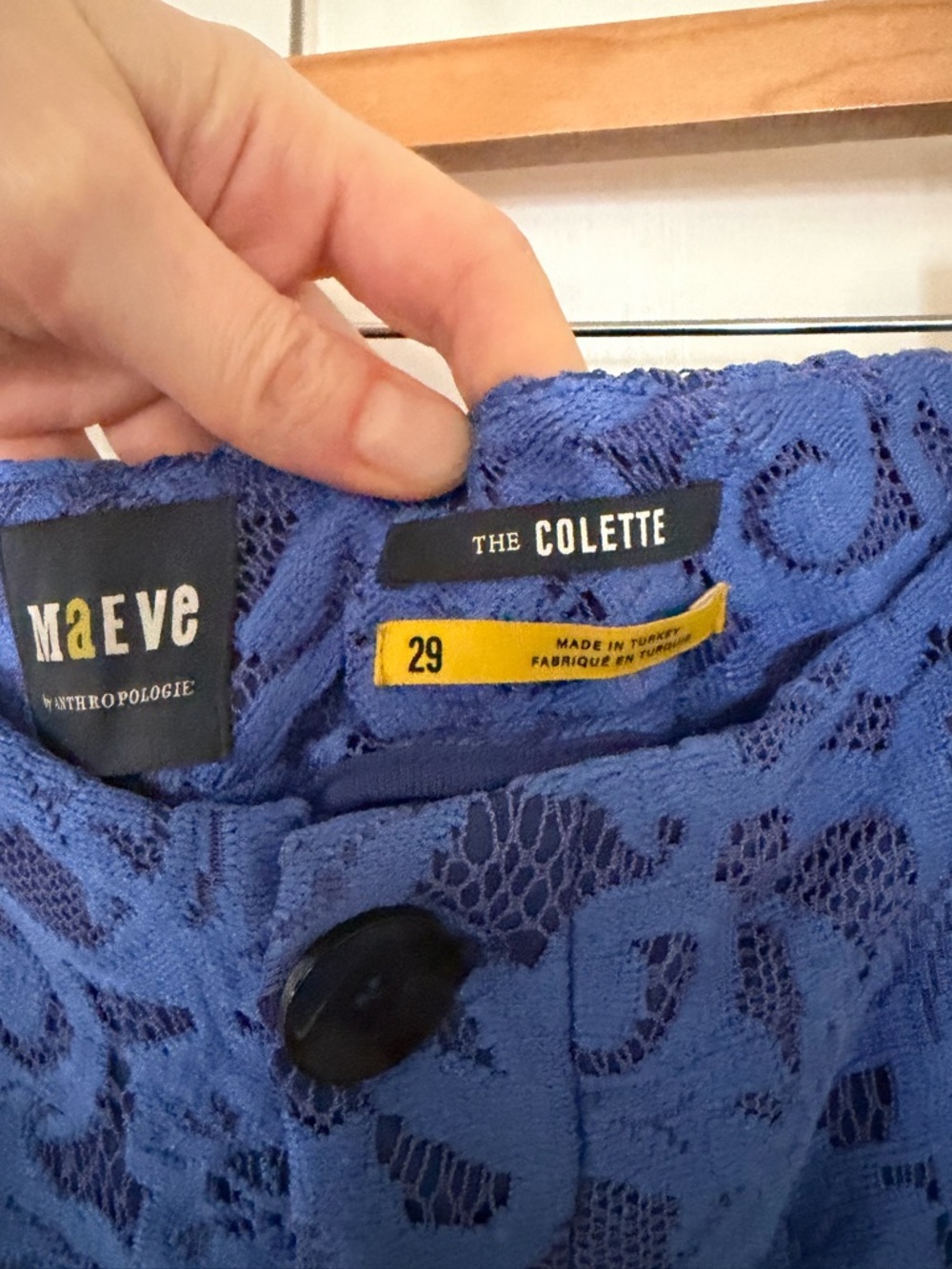 Anthropologie Maeve Colette Blue Lace Wide-Leg Crop Pants Size 29 - Picture 3 of 5